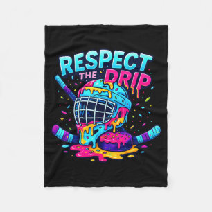 Respect The Drip Ice Hockey Stick &amp; Puck Dripn Fleece Blanket