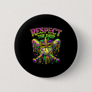 Respect the drip mardi gras baseball ice cream boy button