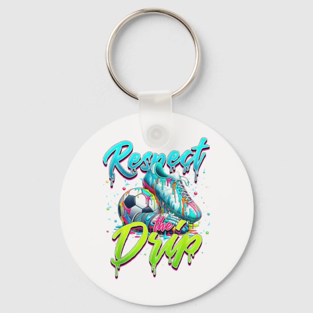 Respect The Drip Soccer Ice Cream Drip With Sprink Keychain (Front)