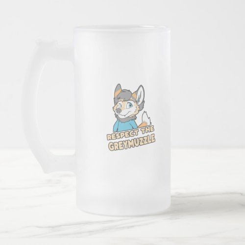 Respect The Greymuzzle Furry Fandom Fursuit Gift Frosted Glass Beer Mug
