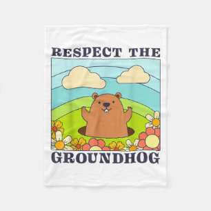 Respect The Groundhog Day Men Women Animal Retro 6 Fleece Blanket