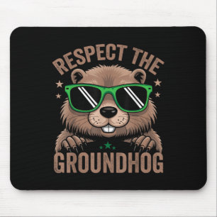 Respect The Groundhog Flag Usa Woodchuck Ground Ho Mouse Pad
