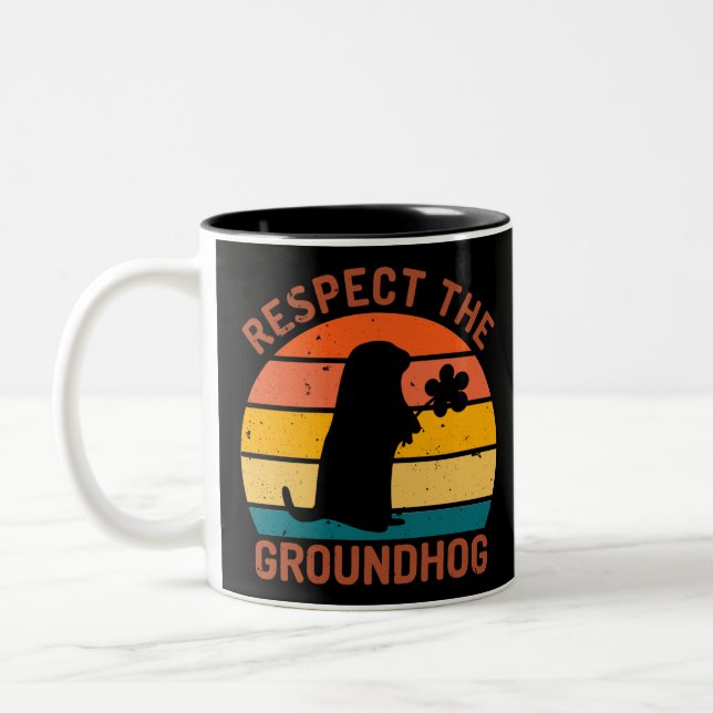 Respect The Groundhog Two-Tone Coffee Mug (Left)