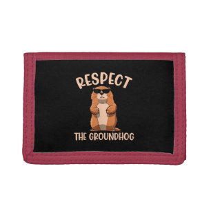 Respect The Groundhog -Woodchuck Groundhog Day Tri-fold Wallet