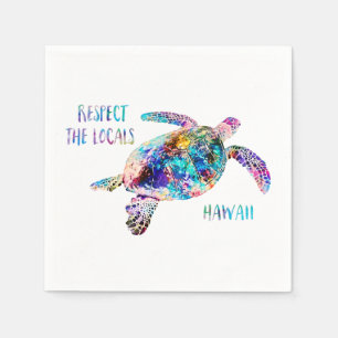 Respect the Locals Sea Turtle Tie Dye Beach Quote Napkins