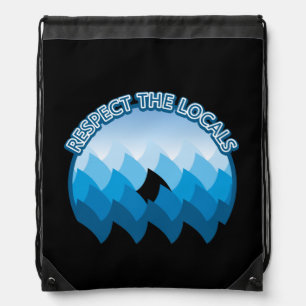 Respect The Locals - Shark Awareness Drawstring Bag