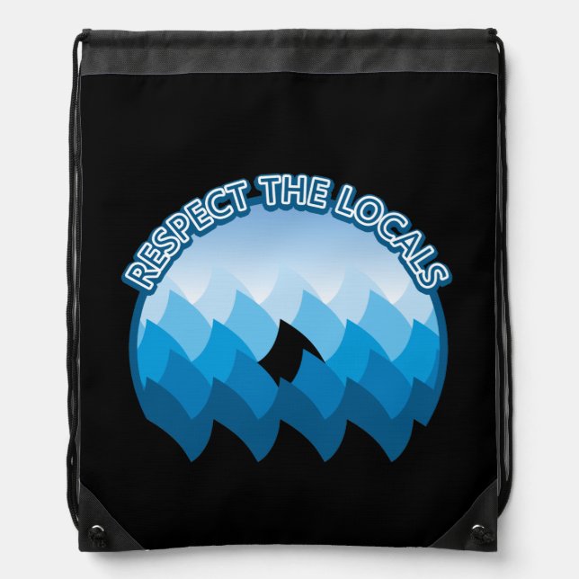 Respect The Locals - Shark Awareness Drawstring Bag (Front)
