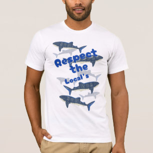 RESPECT THE LOCALS , SHARK'S FAMILY SWIMMING CLOSE T-Shirt