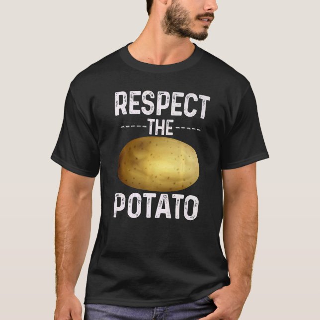 Respect The Potato Funny Root Vegetable Potatoes V T-Shirt (Front)