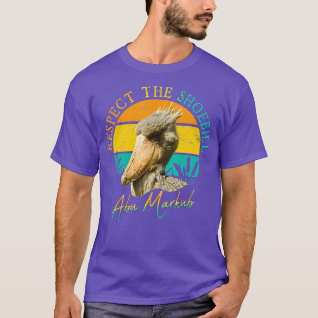Respect The Shoebill Stork Art Abu Markub Bird T-Shirt (Front)