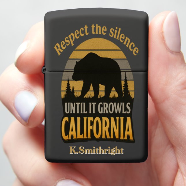 Respect the Silence Grizzly Sunset Zippo Lighter (In Hand)