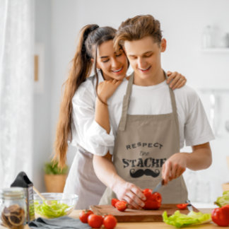Respect The Stache Mustache Retro Long Apron