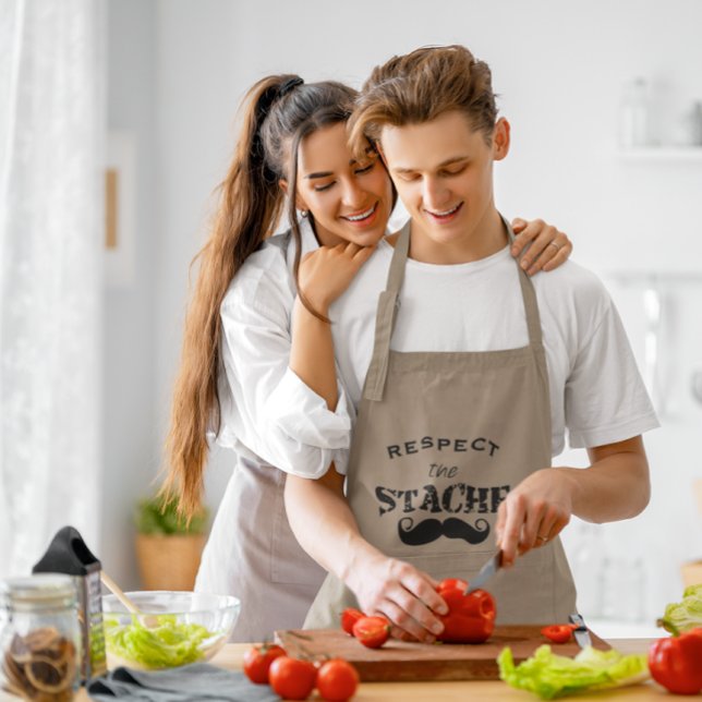 Respect The Stache Mustache Retro  Long Apron (Creator Uploaded)