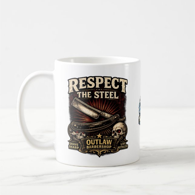 Respect the Steel – Straight Razor Mug (Left)