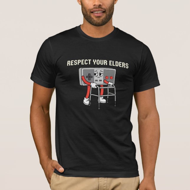 Respect Your Elders Funny Gaming Art T-Shirt (Front)