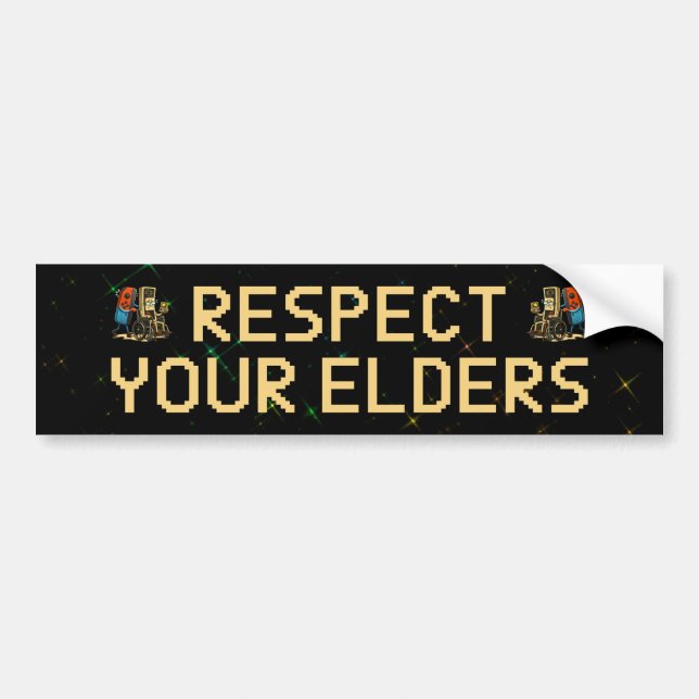 Respect Your Elders Gaming Control Retro Funny Bumper Sticker (Front)