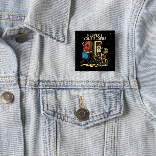 Respect Your Elders Gaming Control Retro Funny Button (In Situ)