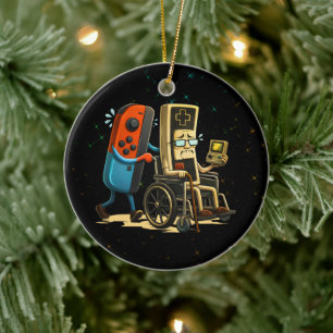 Respect Your Elders Gaming Control Retro Funny Ceramic Ornament