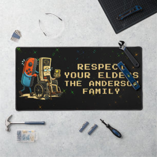Respect Your Elders Gaming Control Retro Funny Desk Mat