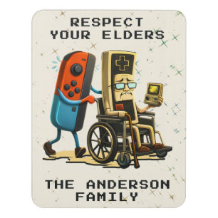 Respect Your Elders Gaming Control Retro Funny Door Sign
