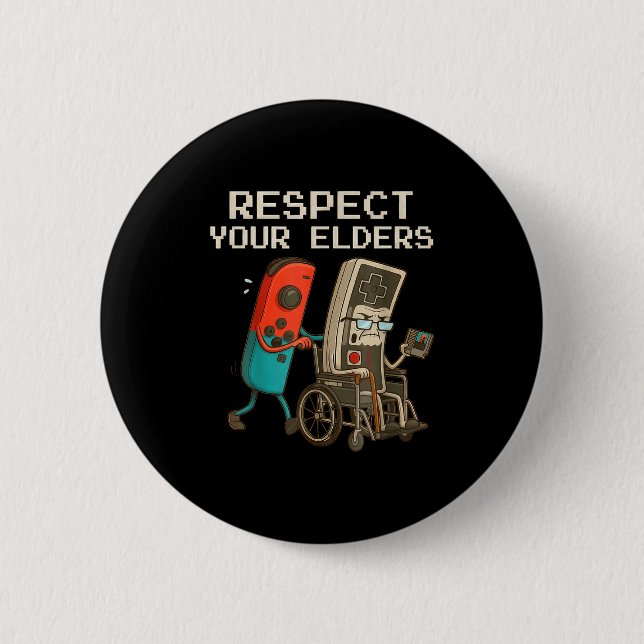 Respect Your Elders Gaming Control Retro Funny Gam Button (Front)