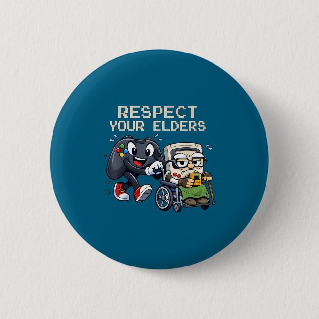 Respect Your Elders Gaming Control Retro Funny Gam Button (Front)