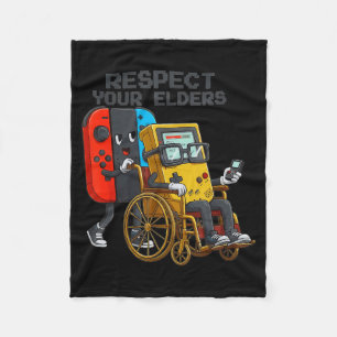 Respect Your Elders Gaming Control Retro Funny Gam Fleece Blanket