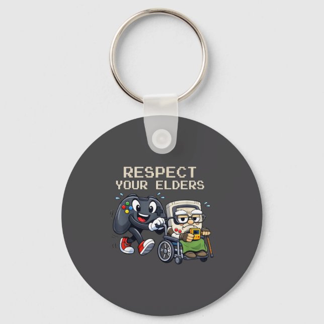 Respect Your Elders Gaming Control Retro Funny Gam Keychain (Front)