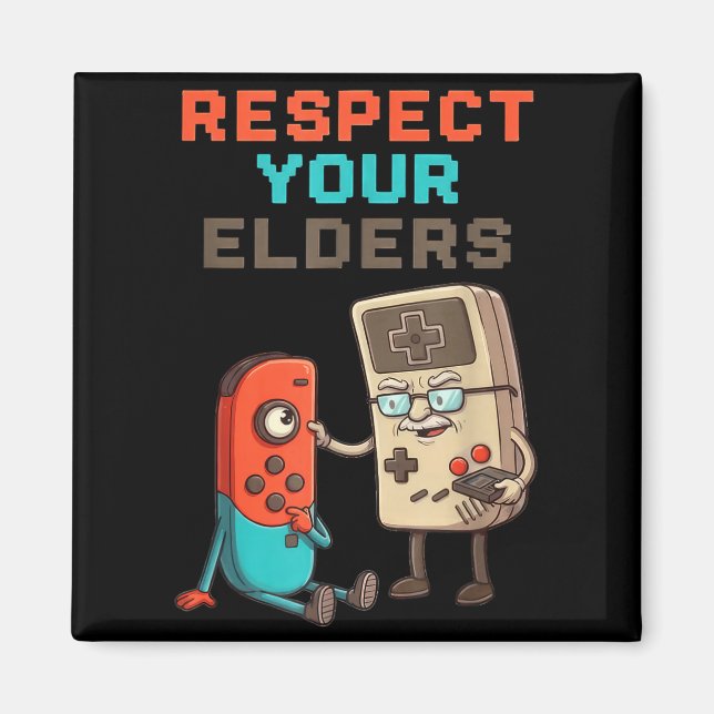 Respect Your Elders Gaming Control Retro Funny Gam Magnet (Front)
