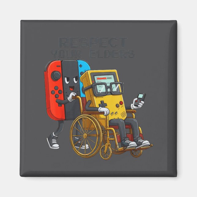 Respect Your Elders Gaming Control Retro Funny Gam Magnet (Front)
