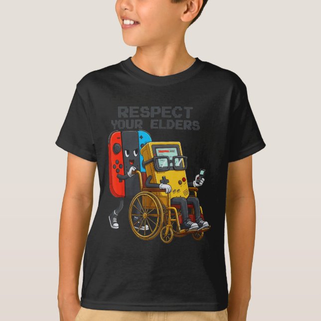 Respect Your Elders Gaming Control Retro Funny Gam T-Shirt (Front)