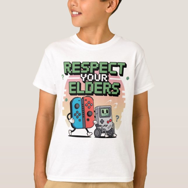 Respect Your Elders Gaming Control Retro Funny Gam T-Shirt (Front)