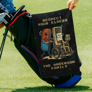 Respect Your Elders Gaming Control Retro Funny Golf Towel