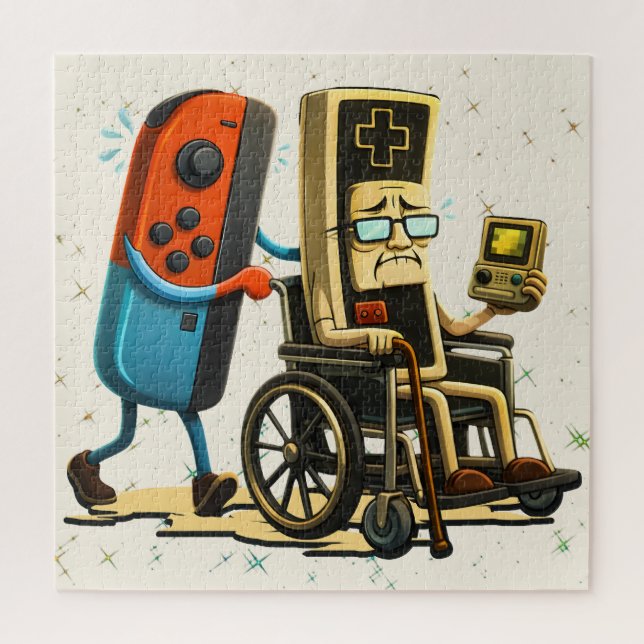 Respect Your Elders Gaming Control Retro Funny Jigsaw Puzzle (Vertical)