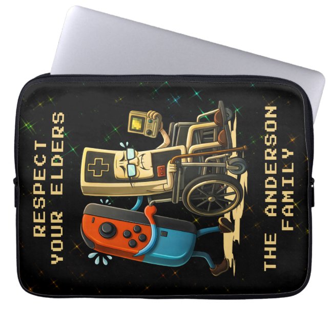 Respect Your Elders Gaming Control Retro Funny Laptop Sleeve (Front)