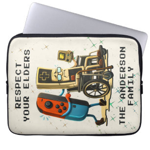 Respect Your Elders Gaming Control Retro Funny Laptop Sleeve