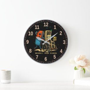 Respect Your Elders Gaming Control Retro Funny Large Clock