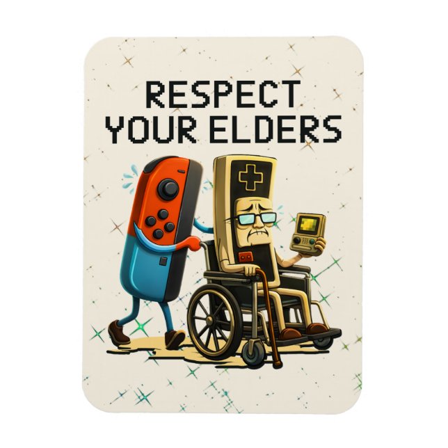 Respect Your Elders Gaming Control Retro Funny Magnet (Vertical)