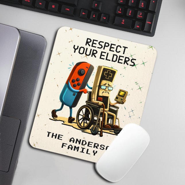 Respect Your Elders Gaming Control Retro Funny Mouse Pad (Creator Uploaded)