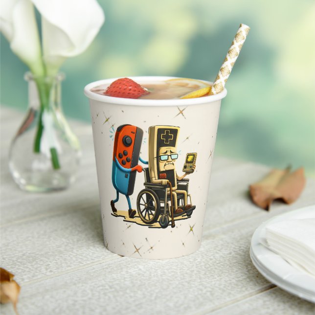 Respect Your Elders Gaming Control Retro Funny Paper Cups (Insitu)