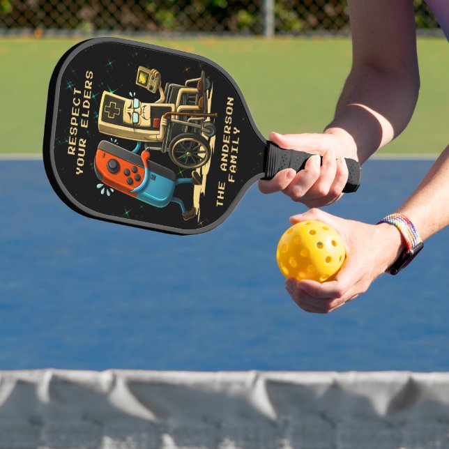 Respect Your Elders Gaming Control Retro Funny Pickleball Paddle (Insitu)