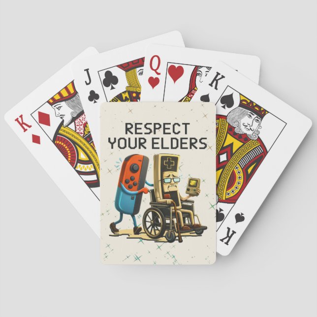 Respect Your Elders Gaming Control Retro Funny Poker Cards (Back)