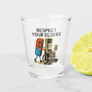 Respect Your Elders Gaming Control Retro Funny Shot Glass