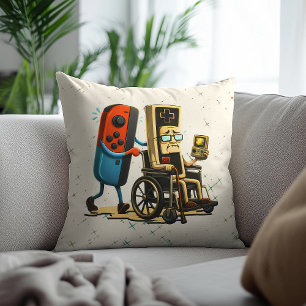 Respect Your Elders Gaming Control Retro Funny Throw Pillow