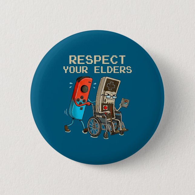 Respect Your Elders Retro Gaming Controller Funny  Button (Front)