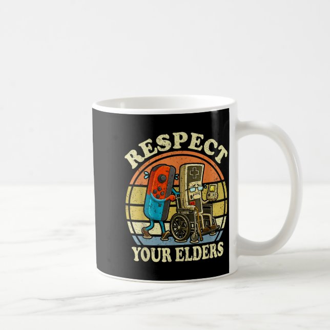 Respect Your Elders Retro Gaming Funny Controller  Coffee Mug (Right)