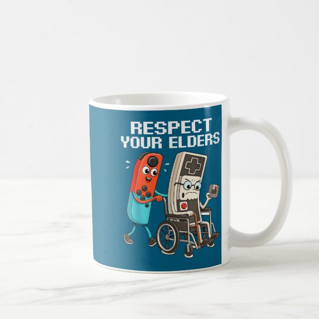 Respect Your Elders Retro Gaming Funny Controller  Coffee Mug (Right)