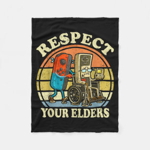 Respect Your Elders Retro Gaming Funny Controller  Fleece Blanket