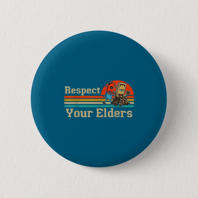 Respect Your Elders Retro Gaming Funny Gamer Contr Button (Front)