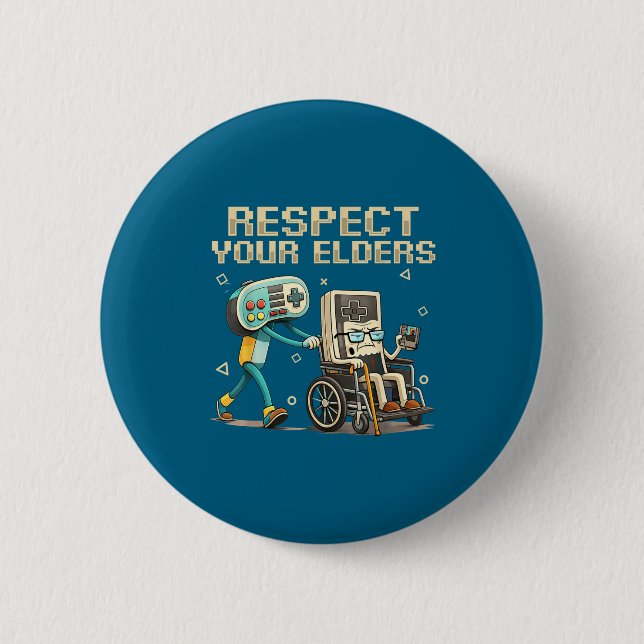 Respect Your Elders Retro Gaming Funny Gamer Contr Button (Front)